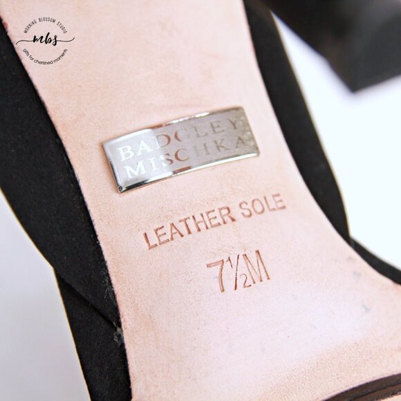 Badgley Mischka Satin Rosette Open Toe Stiletto Heels Black Women 7.5 - Picture 13 of 14